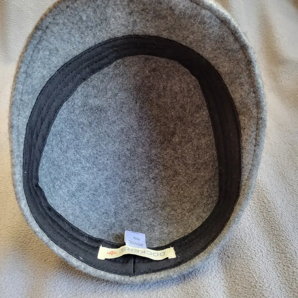 DOCKERS Wool Newsboy Hat Gray Flat Cap Winter Fall Grandpa Style - Picture 7 of 10